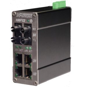 N-Tron 106FX2-ST-MDR Unmanaged Multimode Ethernet Switch - 6 Port w/ST Fiber Connector & Metal DIN-Rail