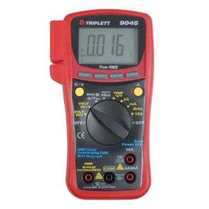 Triplett 9045 Digital Multimeter - 750 ACV, 1000 DCV, 10 AC/DCA True-RMS, Res, Cap, Freq, Cont, Diode & Temp